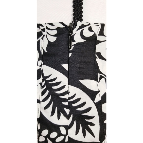 WHBM black white silk midi a line skirt size 4 - Picture 6 of 8